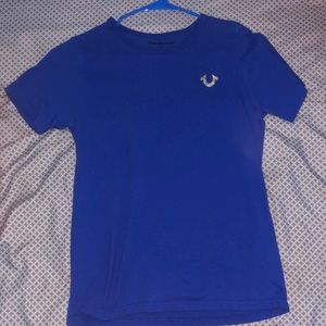 Blue and gold true religion shirt.